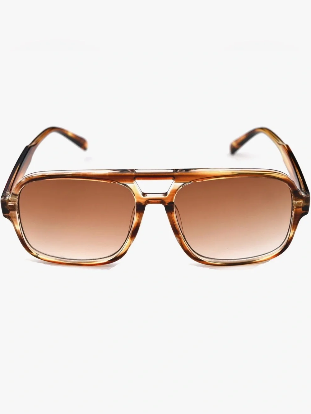 Retro 70s Style Oversized Square Aviator Sunglasses Tortoise/Tea Stripe Frame